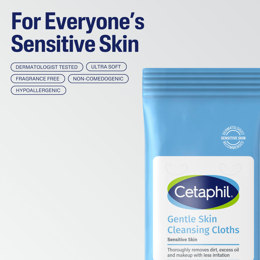 Buy now Cetaphil Face and Body Wipes, Gentle Skin Cleansing Cloths, 25 Count (Pack of 3), for Dry, Sensitive Skin, Flip Top Closure, Great for the Gym, Travel, in the Car, Hypoallergenic, Fragrance Free at indiglob india