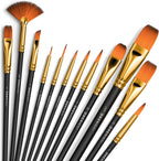 Professional Artist Paint Brush Set of 12 - Acrylic Painting Brushes Kit