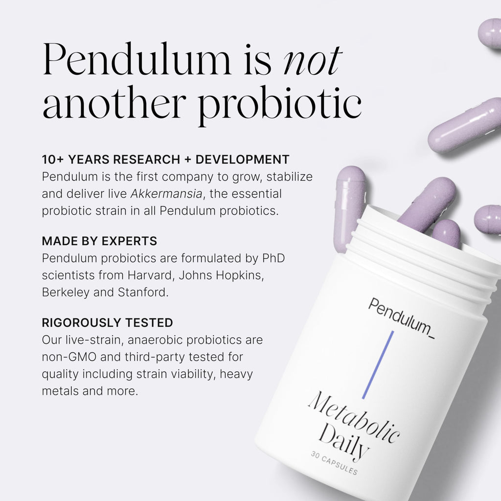 Pendulum Metabolic Daily - Multi-Strain Probiotic with Akkermansia muciniphila to Support Metabolism and Sustain Energy Levels - for Women and Men - 30 Capsules (1 Pack)