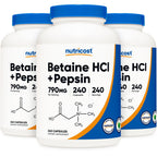 Nutricost Betaine HCl + Pepsin 790mg, 240 Capsules (2 Bottles) | Vegetarian & GMO Free