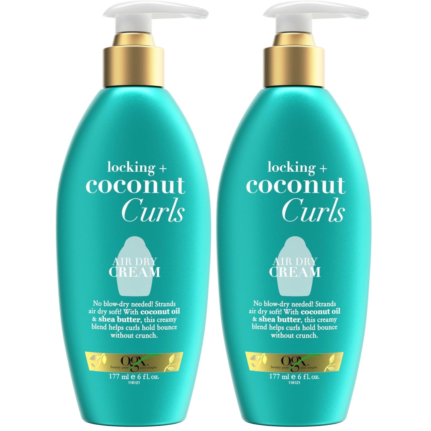 OGX Locking + Coconut Curls Air Dry Cream, No Parabens, 6 oz