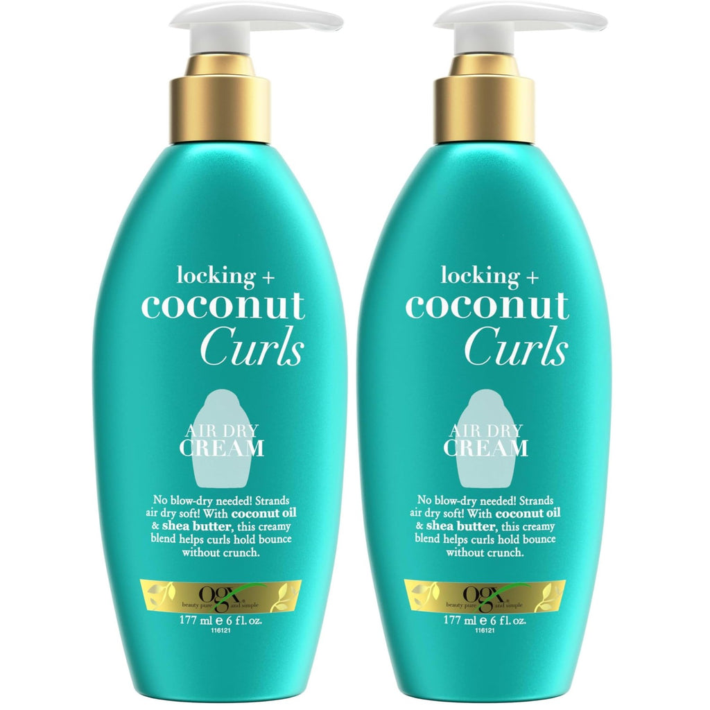 OGX Locking + Coconut Curls Air Dry Cream, No Parabens, 6 oz
