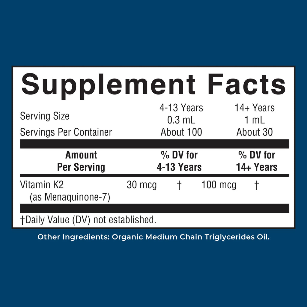MARYRUTH'S USDA Organic Vitamin K2 MK7 Liquid Drops for Adults & Kids, 1 oz