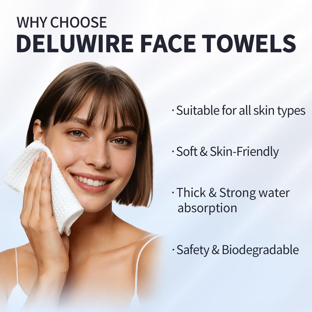 Face Towels Disposable XL 10"×12", Ultra Soft Facial Towels, 50 Count | Thick Biodegradable Face Towels, Plant Fiber Dry Wipes for Sensitive Skin, Makeup Remover & Face Cleansing