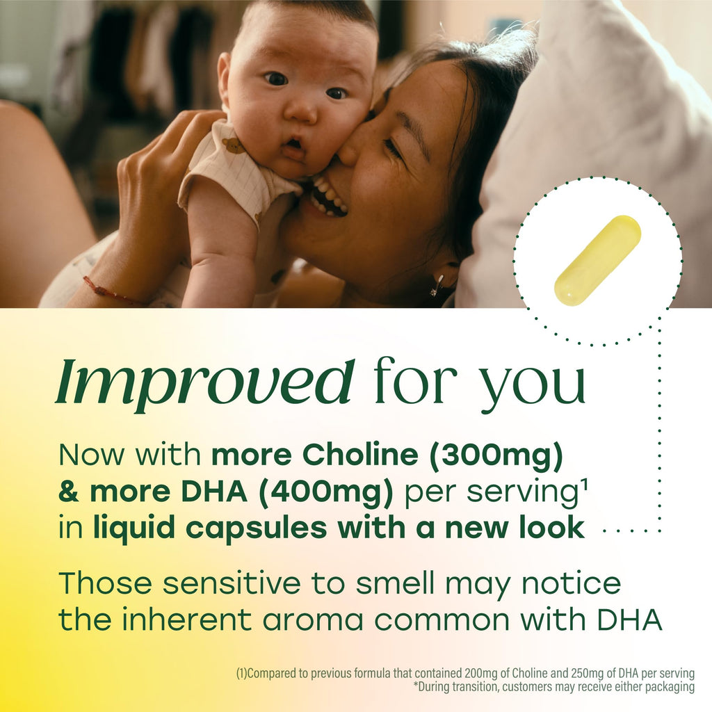 MegaFood Baby & Me 2 DHA & Choline Prenatal Vitamins, 60 Liquid Capsules