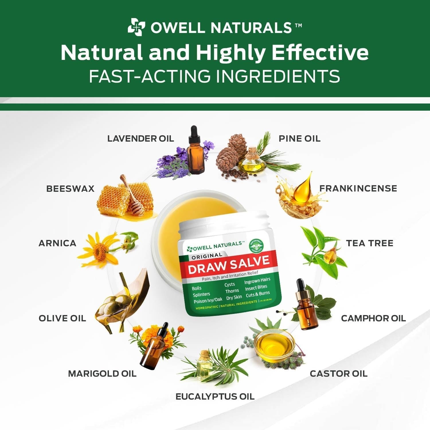 Buy now OWELL Naturals Drawing Salve Ointment for Boil & Cyst Removal, Ingrown Hair, Splinter Remover, Bug Spider Bites, Bee Sting, Mosquito Itching, Poison Ivy, Flare, Hangnail at indiglob india
