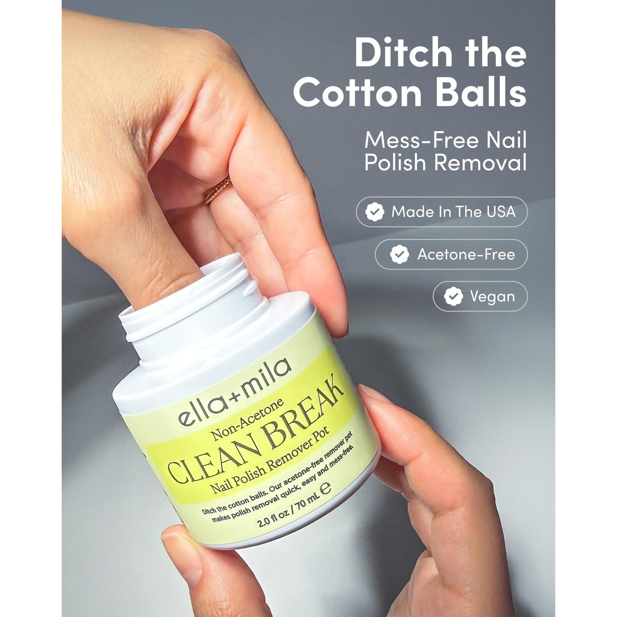 ella+mila Clean Break Non-Acetone Remover Pot with Sponge - Travel Size