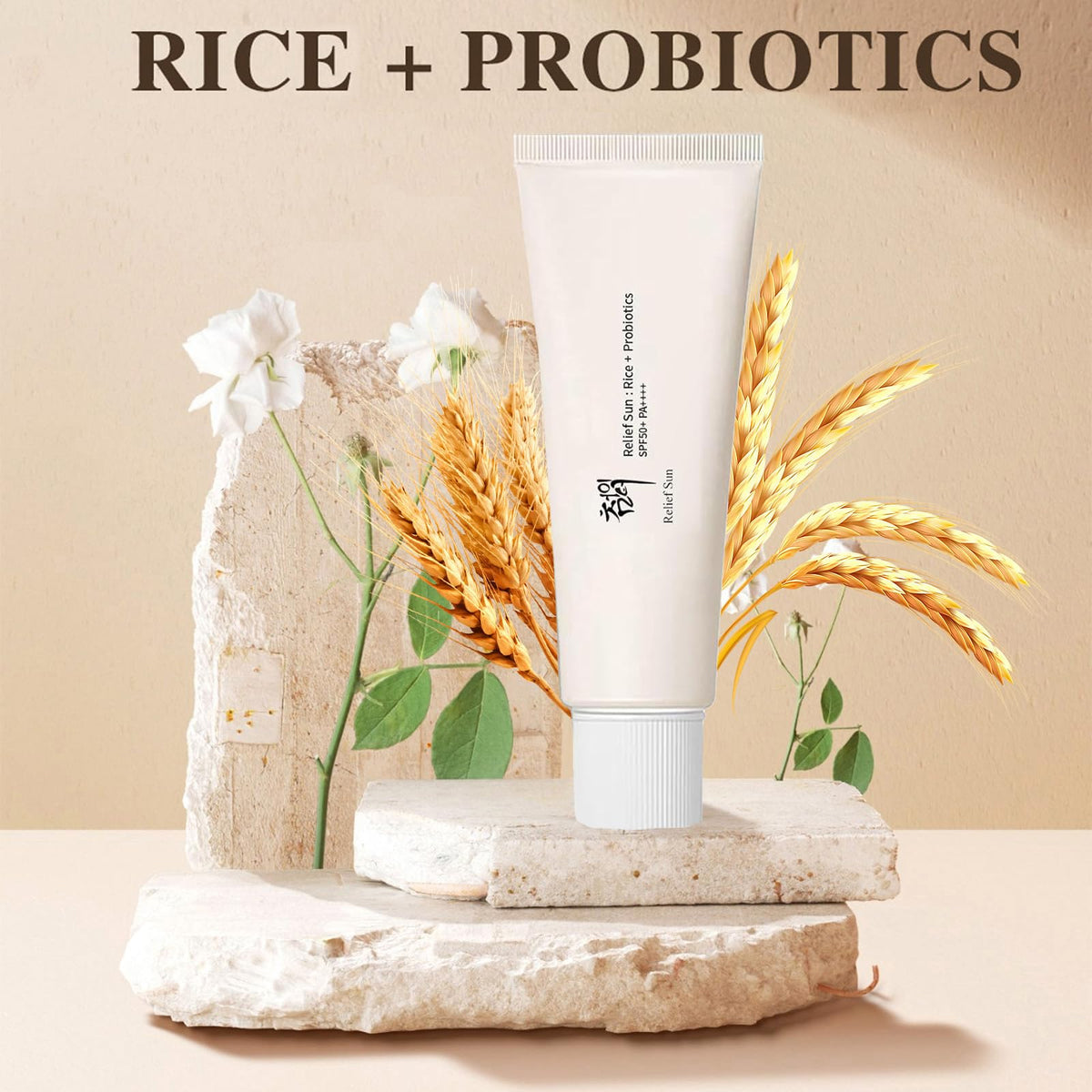 Organic Korean sunscreen SPF50+, PA++++ Riceand Probiotics, Korean Skin Care Solution for All Skin Types, Nourishing Skin Protection