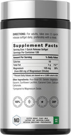Horbäach Magnesium Citrate | 850mg | 120 Softgels | Superior Absorption
