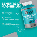Qunol Magnesium Citrate Gummies 200mg, Vegetarian, Gluten-Free, 120ct | Support Nerve, Bone & Muscle Health, Cognitive Performance, Positive Mood, Healthy Stress Response, Restful Sleep; Non-GMO