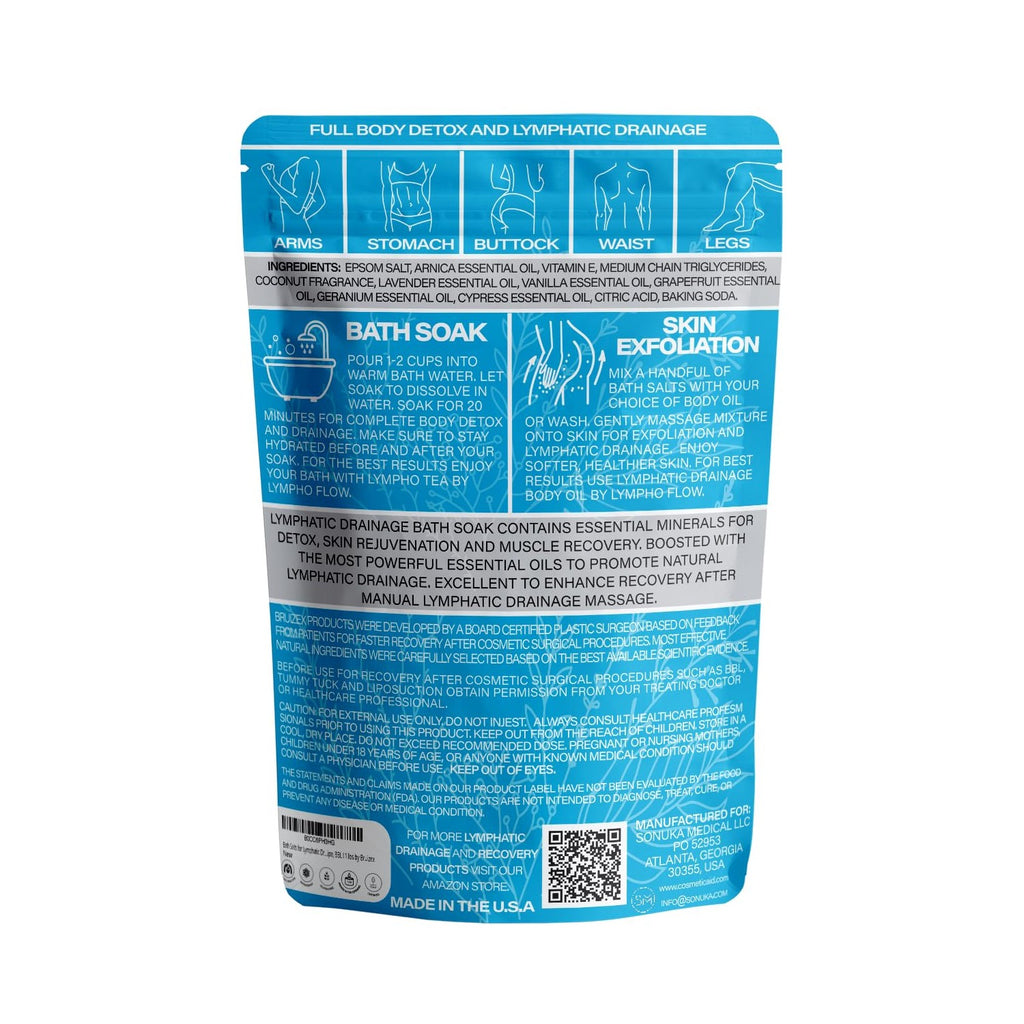 Bruizex Arnica Montana Bath Salts, Epsom Salt Bath Soak with Magnesium, 1lb | Infused with six essential oils; for lymphatic drainage, body detox, foot soaks and post-surgery swelling