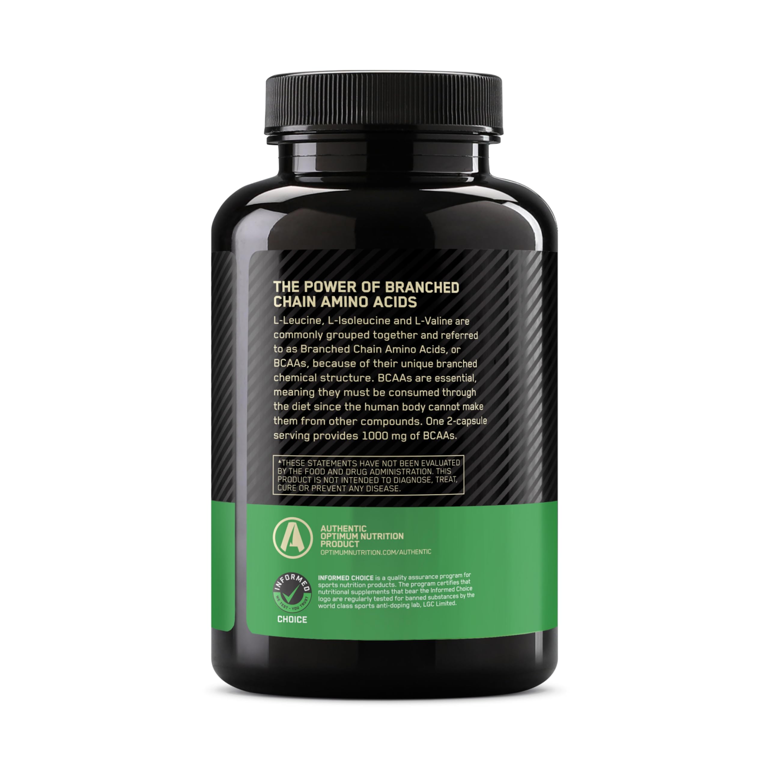 Optimum Nutrition BCAA Capsules, Keto Friendly, 1000mg, 200 Ct | Easy to Swallow Capsules, Branched Chain Amino Acid Support, 2:1:1 ratio of L-Leucine, L-Isoleucine and L-Valine per serving