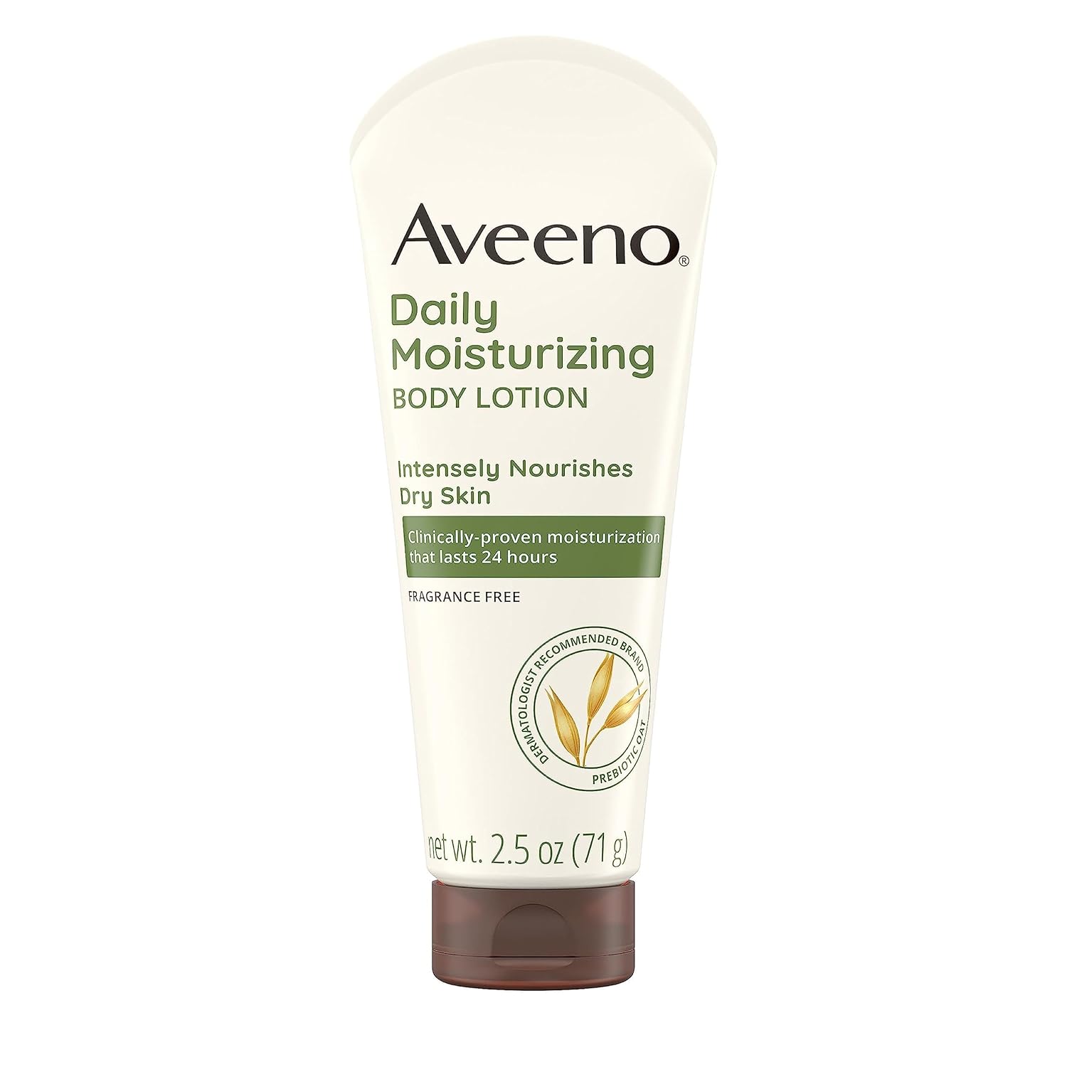 Buy now Aveeno Daily Moisturizing Body Lotion with Soothing Prebiotic Oat, Gentle Lotion Nourishes Dry Skin With Moisture, Paraben-, Dye- & Fragrance-Free, Non-Greasy & Non-Comedogenic, 12 fl. Oz 2.5 Ounce (Pack of 1) Fragrance-Free at indiglob india