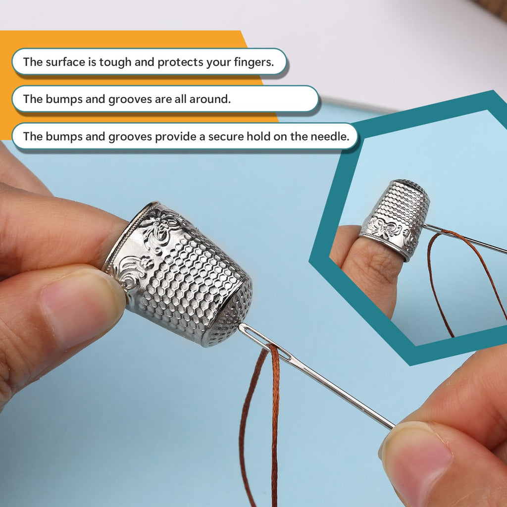 ZMAAGG Thimbles for Hand Sewing, Sewing Thimble, 4 PCS Metal Thimble