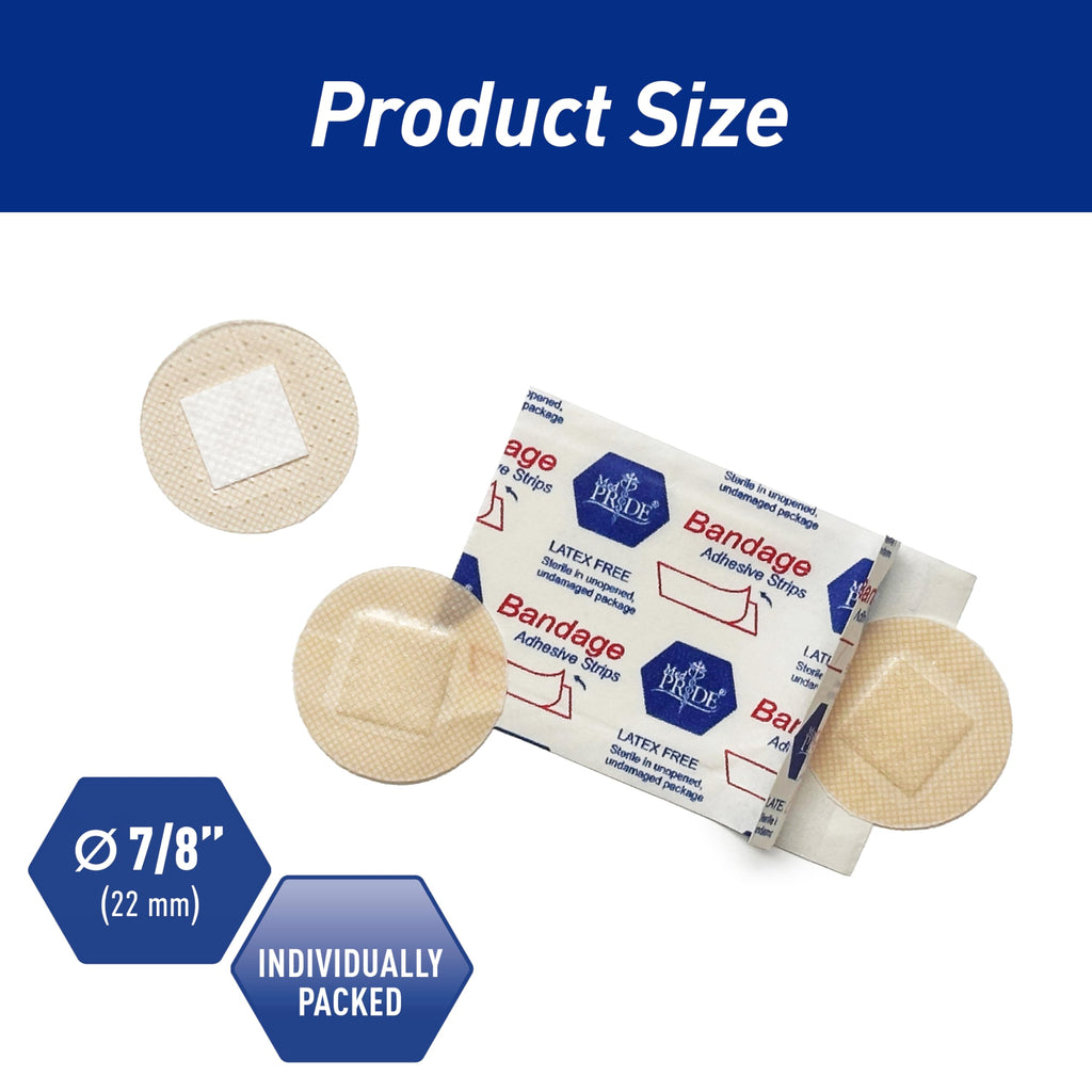 MED PRIDE Sterile Round Clear Spot Bandages,Hypoallergenic,7/8 in,100-Count