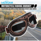 Buy now MUXSAM Vintage Motorcycle Goggles, ATV Motocross Goggles, Dirt Bike Racing Riding Off Road Scooter Glasses, Windproof Dustproof Eyewear for Adults Men Women, Copper Frame Smoke Lens at indiglob india
