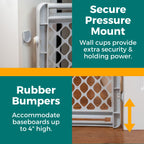 MYPET Universal Pet Gate: 26” - 42” Wide Dog Gate for Doorways with Pressure Fit or Swinging Door Hardware Mounting Types Included: 26" Tall; Gray