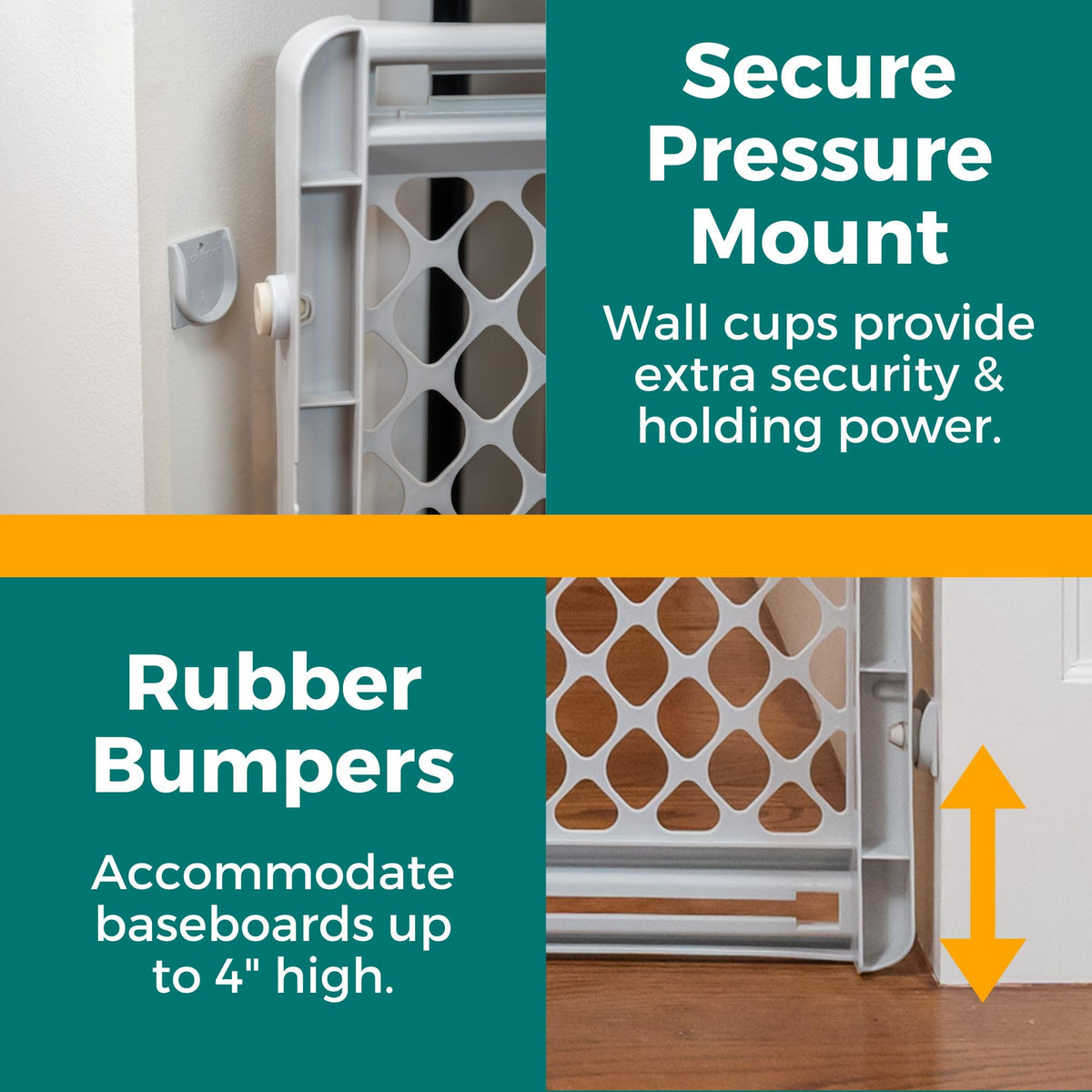 MYPET Universal Pet Gate: 26” - 42” Wide Dog Gate for Doorways with Pressure Fit or Swinging Door Hardware Mounting Types Included: 26" Tall; Gray