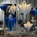 3 Pack Light Up Hanging Ghosts Halloween Decorations, 22.5" White Hanging Ghost Decor for Outdoor Yard Porch Patio Garden, Battery Operated Halloween Party Decorations