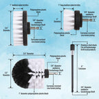 Buy now Hiware 4 Pcs Drill Brush Car Detailing Kit with Extend Attachment, Soft Bristle Power Scrubber Brush Set for Cleaning Car, Boat, Seat, Carpet, Upholstery and Shower Door - White at indiglob india