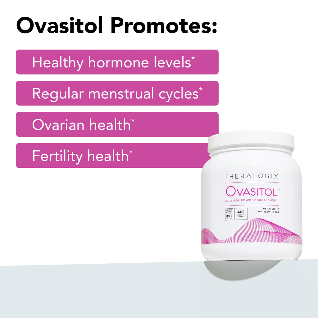 Theralogix Ovasitol Canister – Fertility & Hormone Health, NSF Certified | Promotes healthy blood sugar levels, hormone balance, & menstrual regularity with a 40:1 blend of myo- and d-chiro-inositol.*