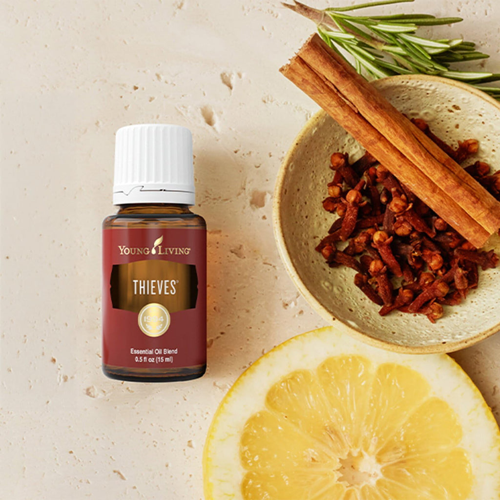 Young Living Thieves Essential Oil Blend 15ml | Natural Aromatherapy Oil for Diffuser & Topical Use with Clove, Eucalyptus & Rosemary | Revitalizing Household Essential Oil