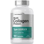 Horbäach Multi Collagen Protein 2000 mg | 180 Capsules | Type I, II, III, V, X | Keto & Paleo Friendly | Non-GMO, Gluten Free Supplement