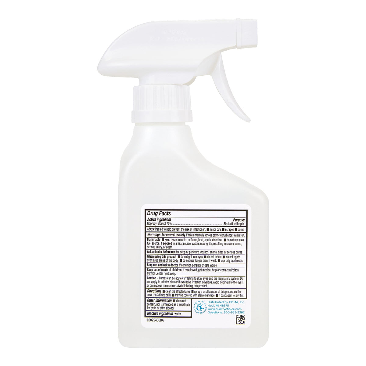 Quality Choice First Aid Antiseptic, 70% Isopropyl Alcohol for Minor Cuts, Scrapes and Burns, Spray, 10 FL OZ
