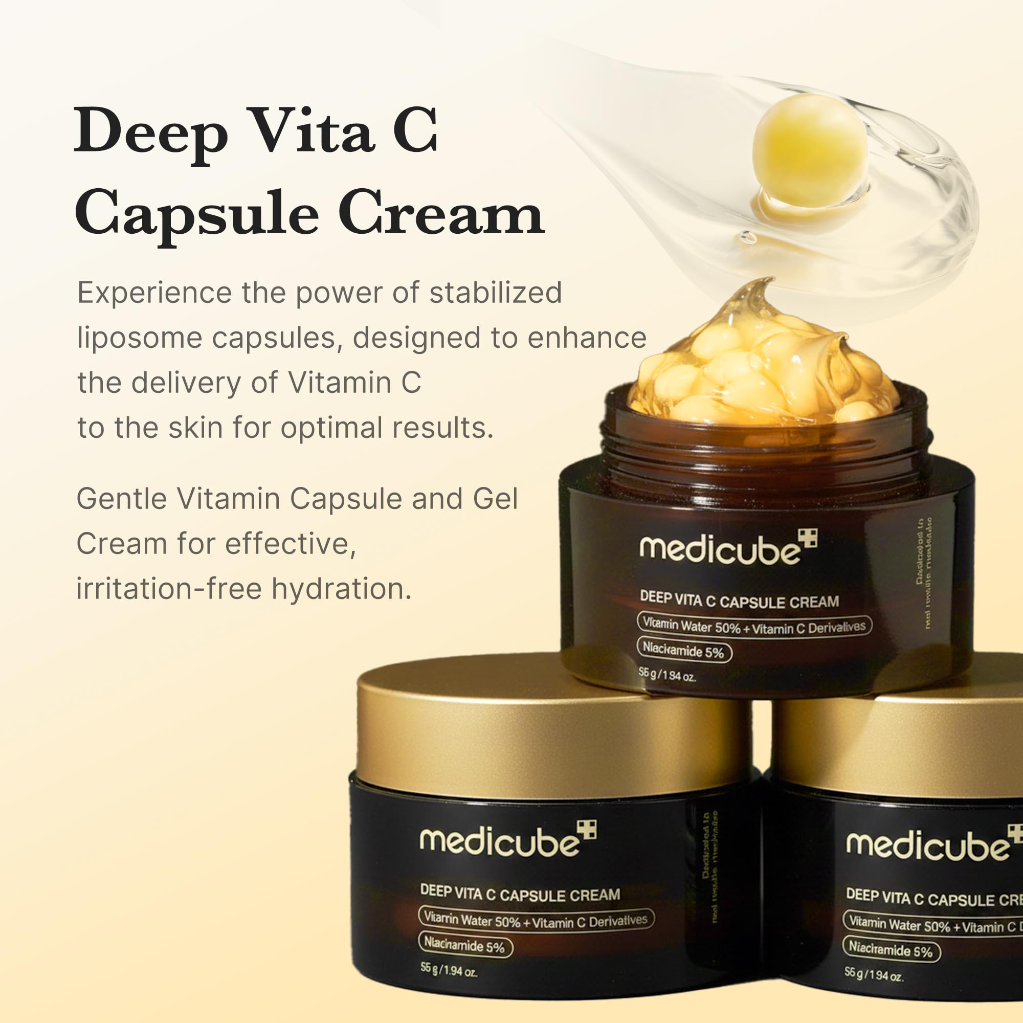 Buy now medicube Capsule Cream with Deep Vitamin C | Liposome Vitamin C Golden Capsule for Radiance & Firm-Looking Skin | Hydrating Glow Gel Texture | Korean Skincare, 1.94 oz at indiglob india