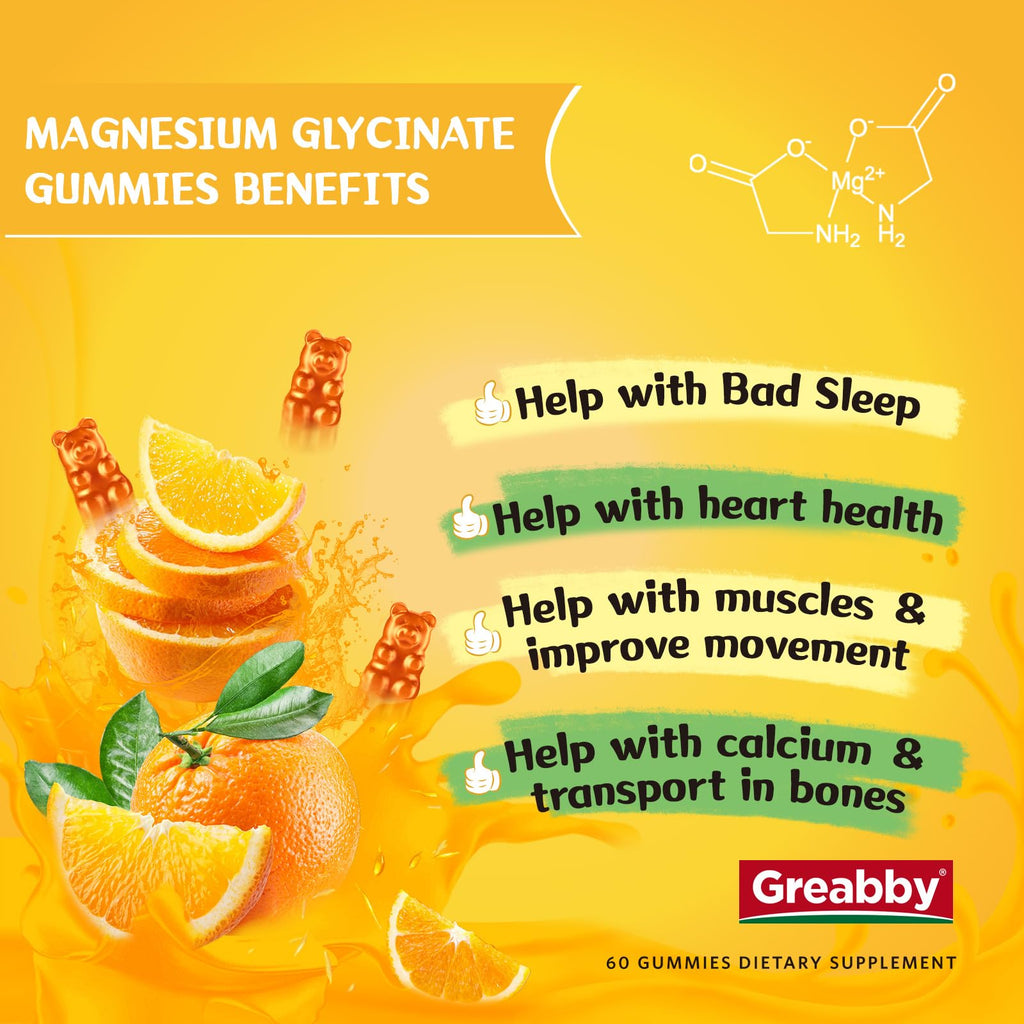 Magnesium Glycinate Gummies for Kids & Adults, 120 Count | Magnesium Glycinate 300mg per Serving, Supplement with L-Theanine, Lemon Balm & Vitamin B12