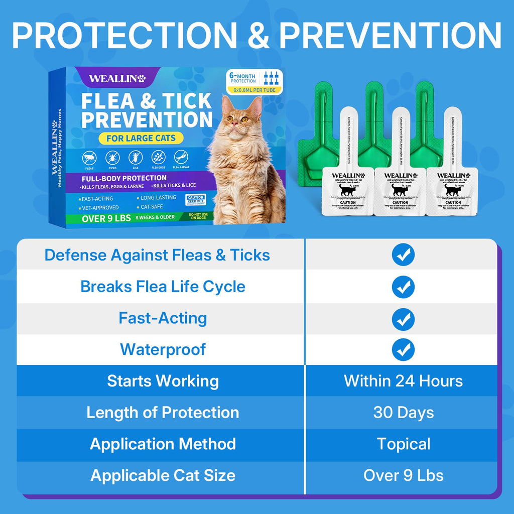 Flea and Tick Prevention for Large Cat, Fleas and Ticks Treatment for Cats