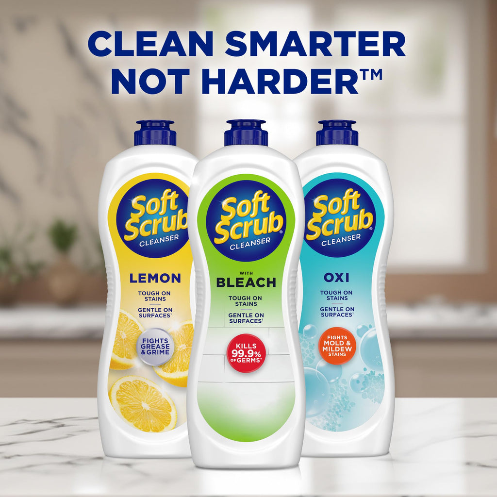 Soft Scrub Cleanser with Bleach, 36 Oz, Multi Surface Cleaner, Germ Kill