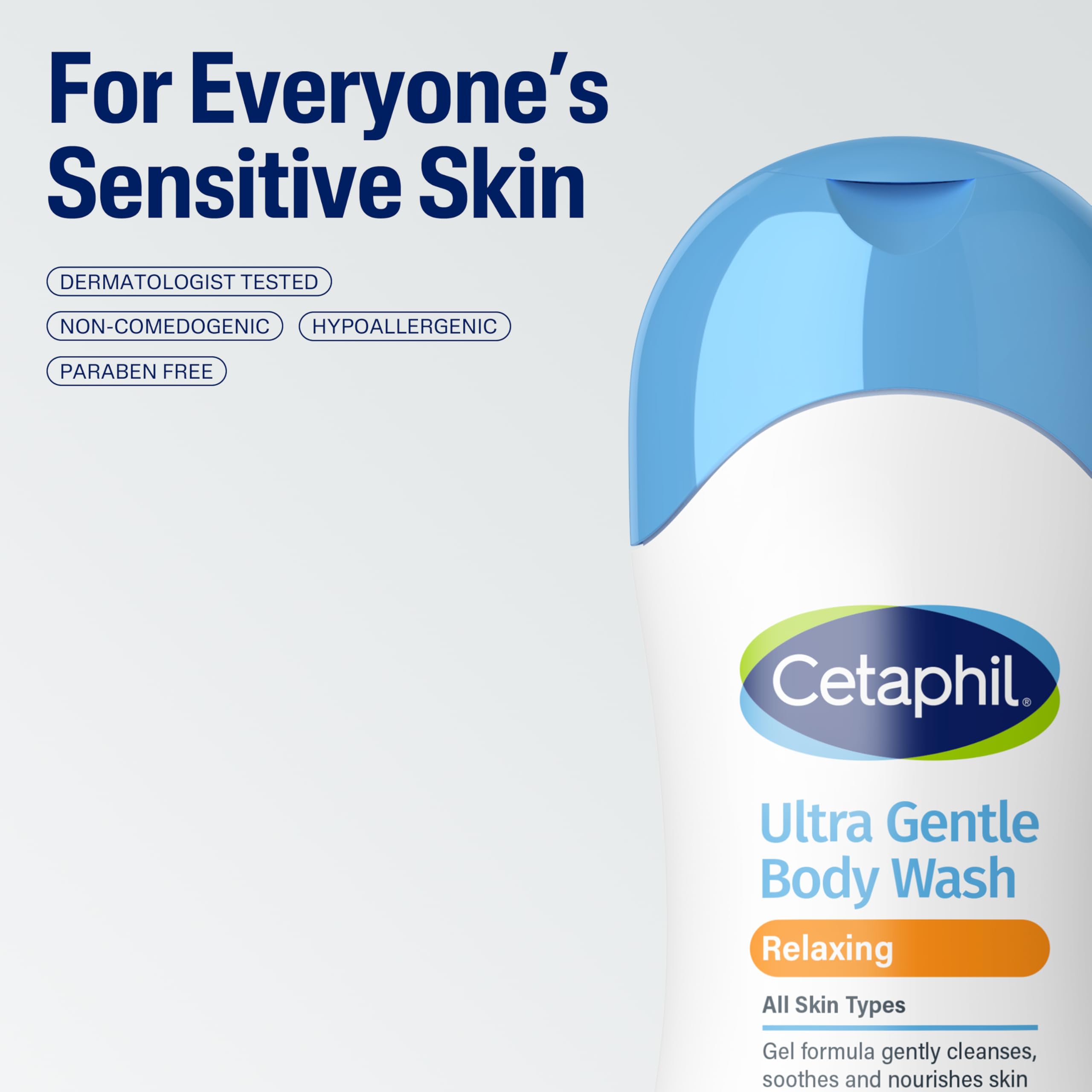Cetaphil Ultra Gentle Refreshing Body Wash, Hypoallergenic, 16.9oz | Hypoallergenic, Fragrance-Free, Aloe Vera, Calendula, Vitamin B5, Moisturizing, Dermatologist Tested, Dry To Normal Skin