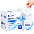 Extra Large 75% Alcohol Wipes, 100 Individually Wrapped 6 x 8 Inch Sanitizing Wipes