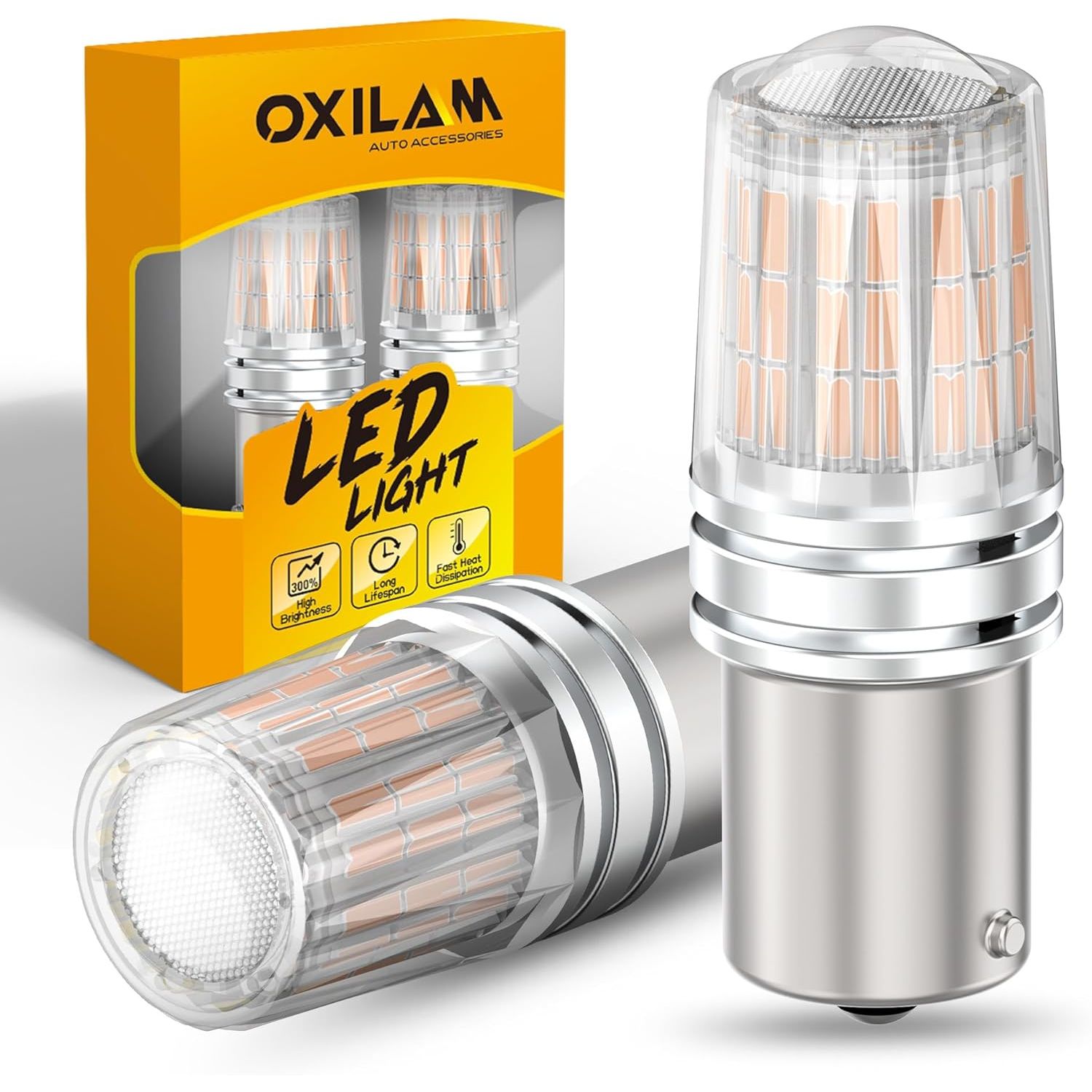 Buy now OXILAM Upgraded 912 921 LED Bulb Reverse Lights, Backup Light Bulbs for Car, 300% Higher Brightness 6000K White, Mini Size Non-polarity Canbus Error Free T15 906 W16W Bulb, Pack of 2 1156 Amber Yellow at indiglob india