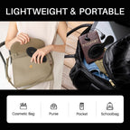 Premium imported RHOS folding brush with mirror, ideal for on-the-go touch-ups in cosmetic bags or purses.