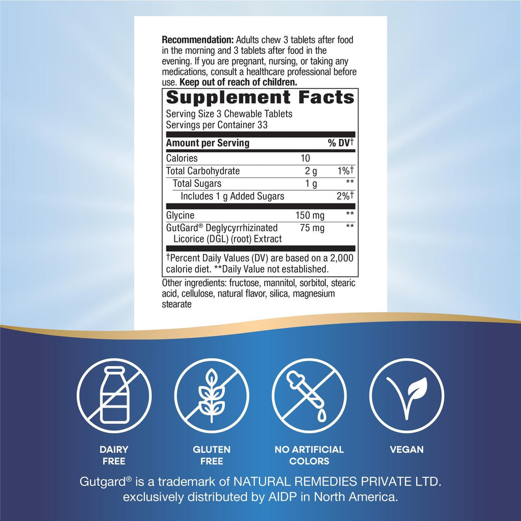 Nature's Way DGL - DGL Supplement for Digestive Support* - Licorice Root Extract - Botanical Ingredient - Convenient Chewable Tablets - Vegan, Gluten-Free & Dairy-Free - 100 Count (33 Servings)