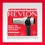 REVLON Turbo Hair Dryer | 1875 Watts of Maximum Shine, Fast Dry (Silver) | Built for Speed, Style & Shine, Fast Drying, Reduces Frizz, 3X Ceramic Coating