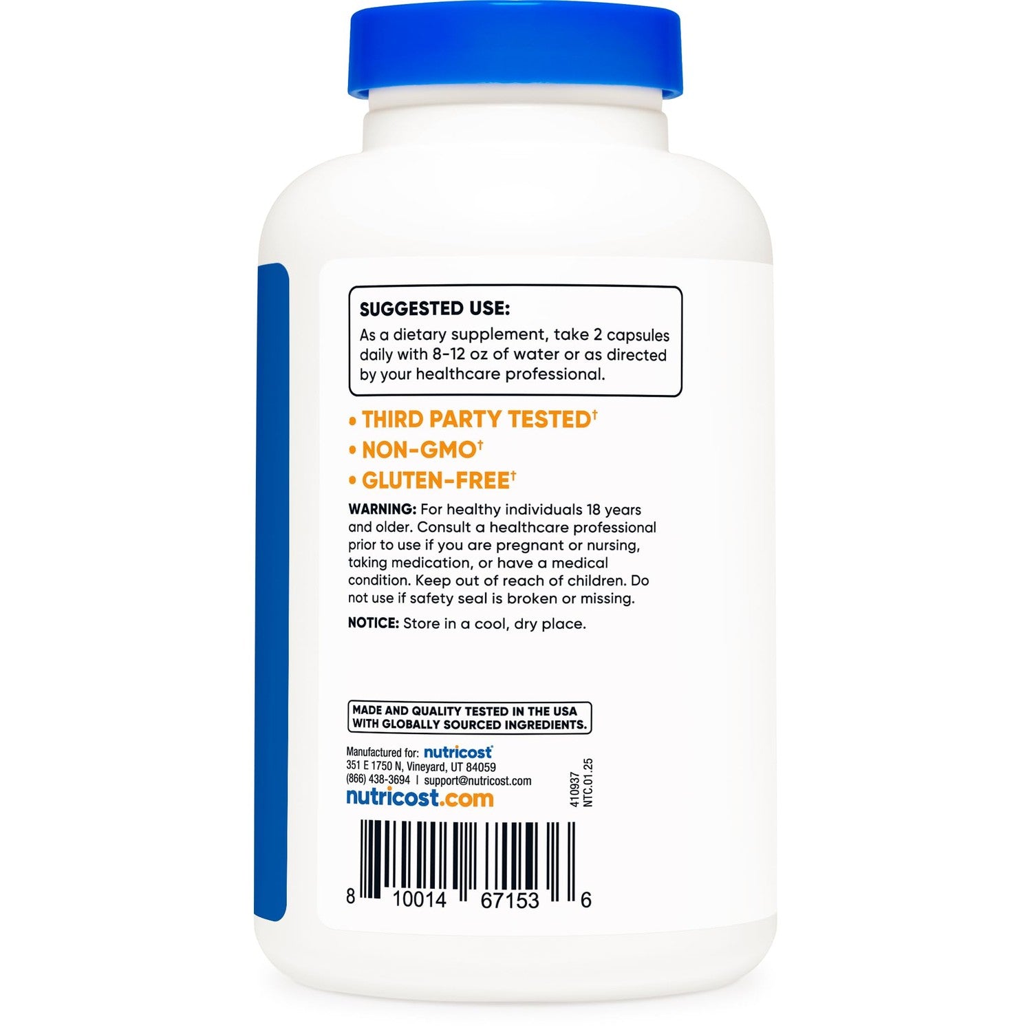 Nutricost Vitamin C with Zinc Capsules, 120 Servings, Gluten Free, GMO-Free | 1000mg Vitamin C, 45mg Zinc