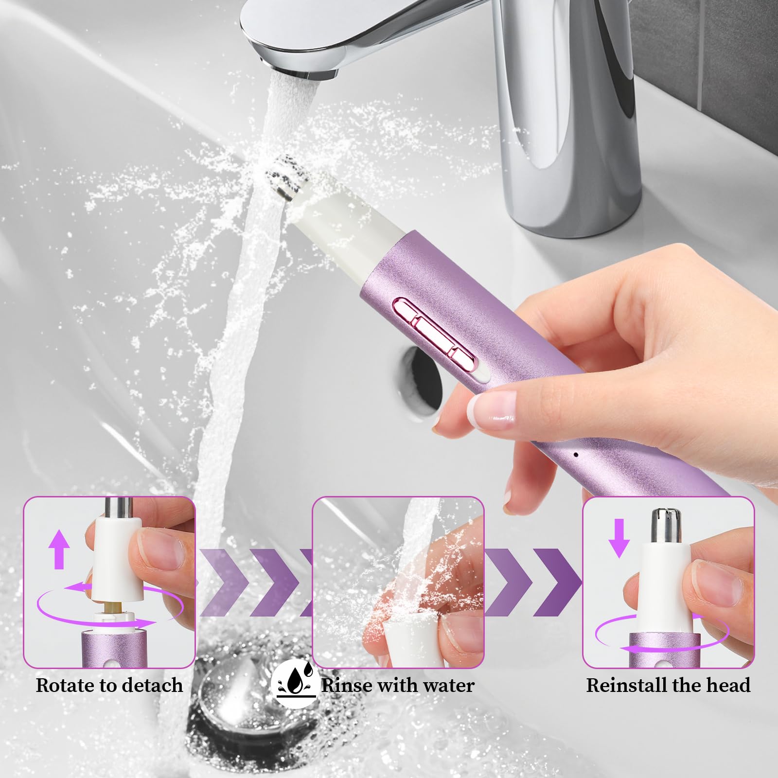 2026 Rechargeable Nose & Ear Hair Trimmer, Dual-Edge Blade Electric Clipper for Women Men, Facial & Eyebrow Hair Removal Tool, Powerful Motor, Painless, Easy to Clean (Multicolor)