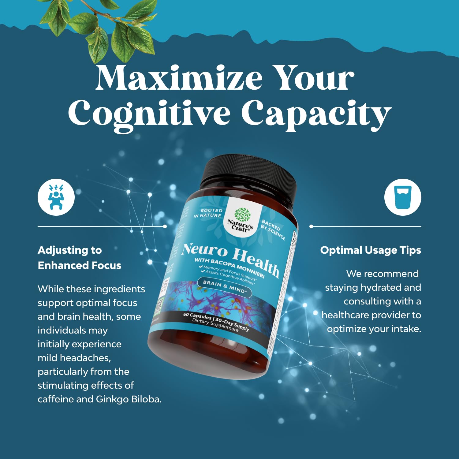 Neuro Health Brain Supplements for Memory and Focus - Nootropic Pills 60ct | Nootropics brain health supplement to support memory, focus, brain fog, mental clarity & healthy focus for adults