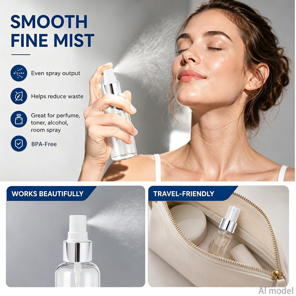 Spray cap for the ordinary glycolic acid Bright silver 2pcs Uniform spray
