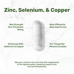 Zinc Picolinate 50mg with Copper & Selenium, 240 Capsules | 3-in-1 High Absorption Mineral Complex | Chelated Zinc Supplement for Immune Support* | 8 Month Supply