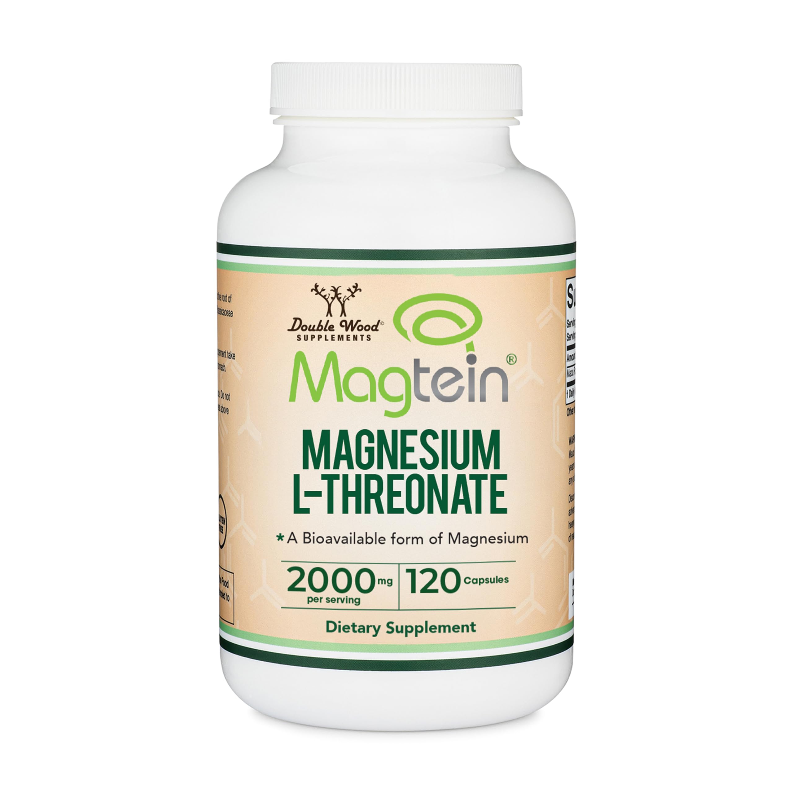 Magnesium L-Threonate 2,000mg Magtein, Natural Sleep Support, 120 Capsules | Cognitive Function, Neurological Health, Sleep + Memory Support, 90-Day Supply, MIT Patented Magtein Form, Third-Party Tested