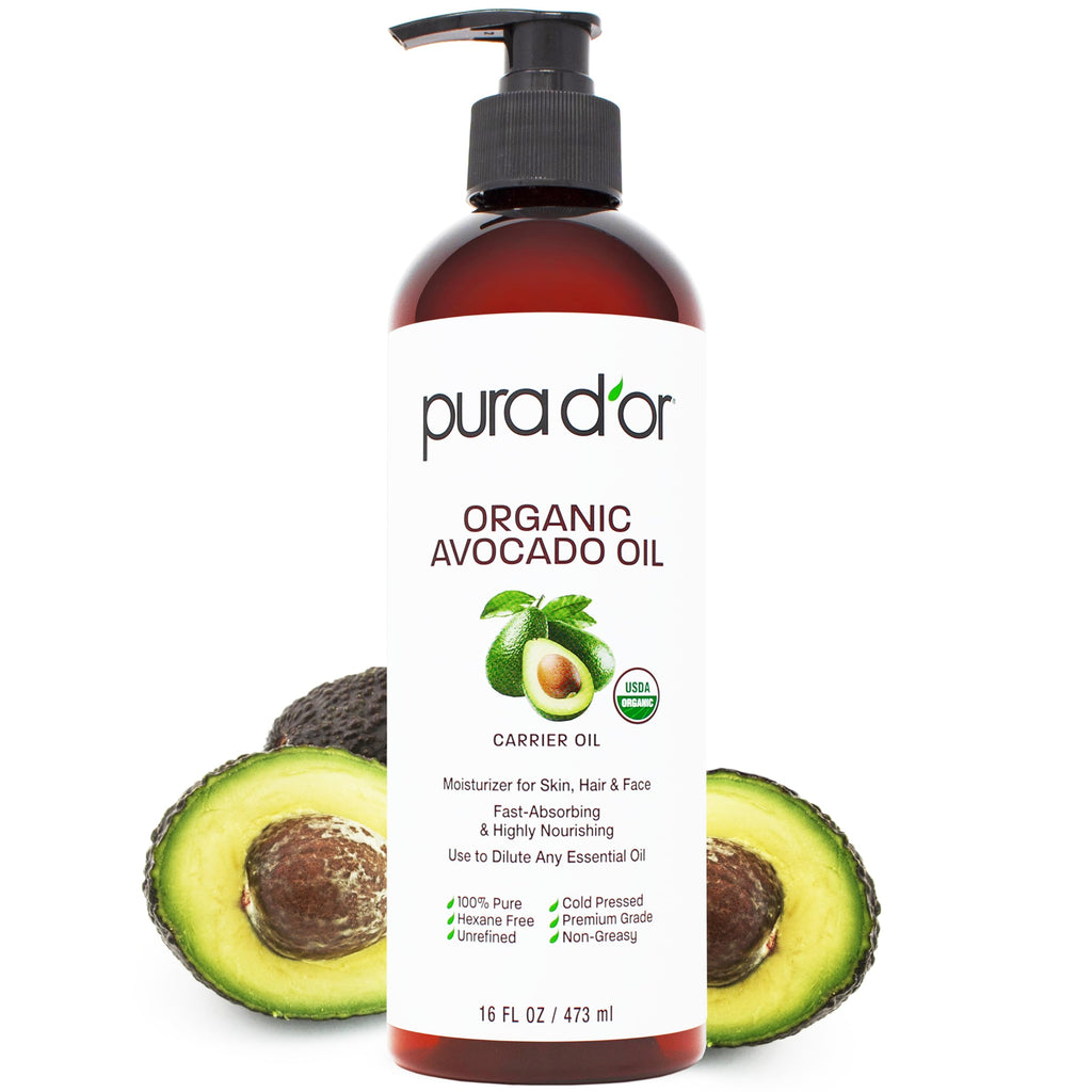PURA D'OR ORGANIC Fractionated Coconut Oil MCT Skin Hair Massage, 16oz