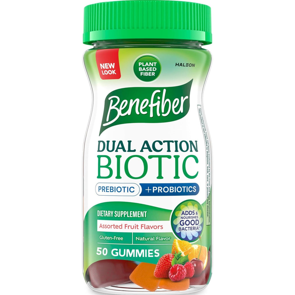 Benefiber Prebiotic Fiber Supplement Gummies, Assorted Fruit Flavor, 50 Ct | Plant-based Prebiotic Fiber, Supports Gut Health by Nourishing Good Gut Bacteria, GLP-1 Support for Digestive Health