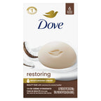 Dove Beauty Bar Soap Restoring Coconut & Cocoa Butter 6 Count 3.75 oz | For Restored Skin, Nourishes Skin