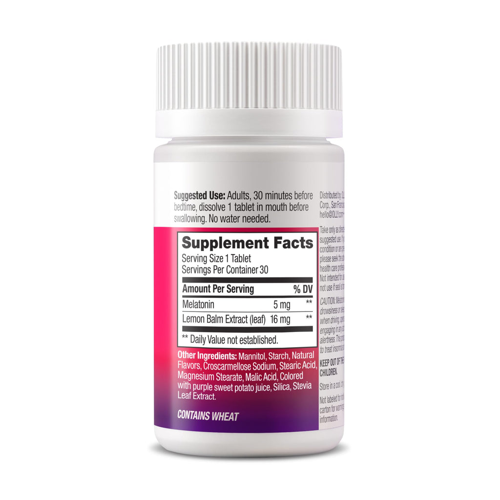 OLLY Extra Strength Sleep Fast Dissolve Tablets, 5mg Melatonin, Vegan, Strawberry - 30ct