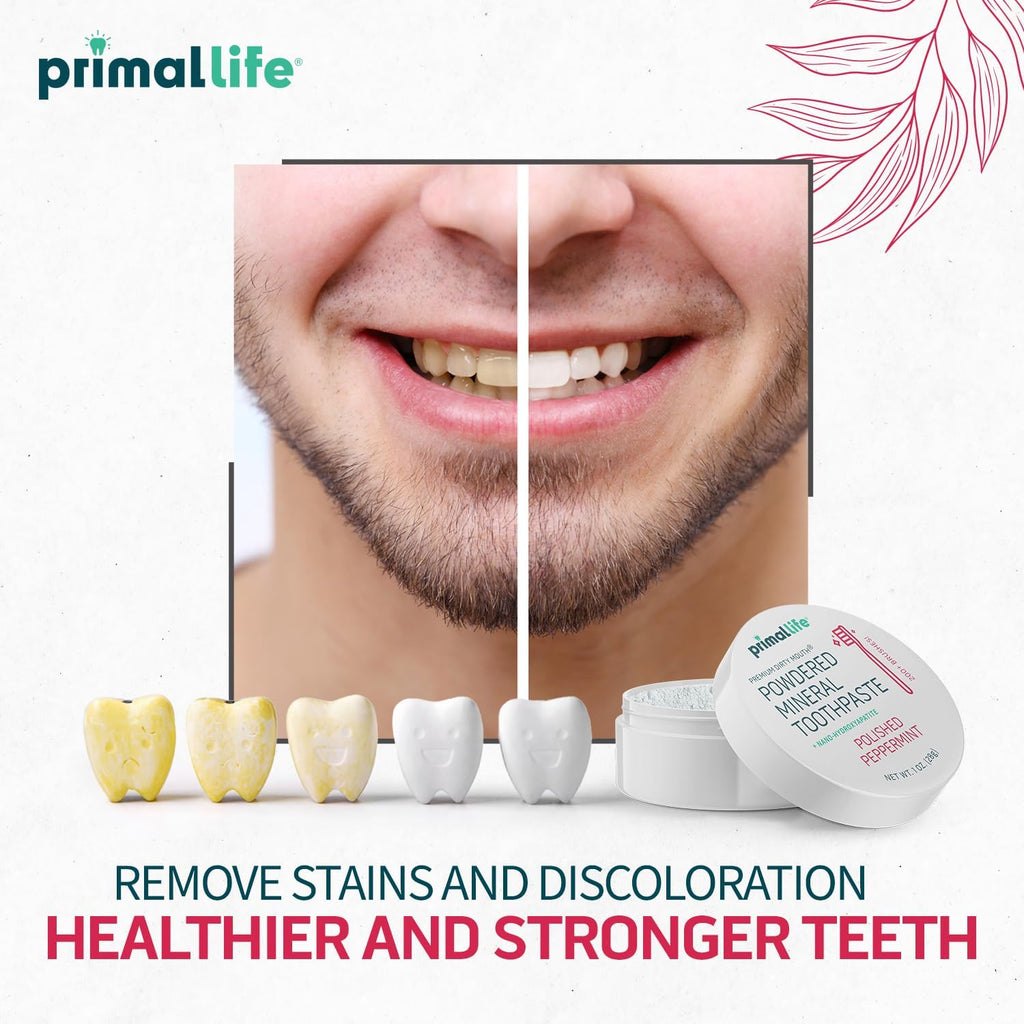 Buy now Primal Life Organics - Dirty Mouth Toothpowder, Tooth Cleaning Powder, Flavored Essential Oils with Natural Kaolin & Bentonite Clay, Good for 200+ Brushings, Paleo, Organic, Vegan (Peppermint, 1 oz) at indiglob india
