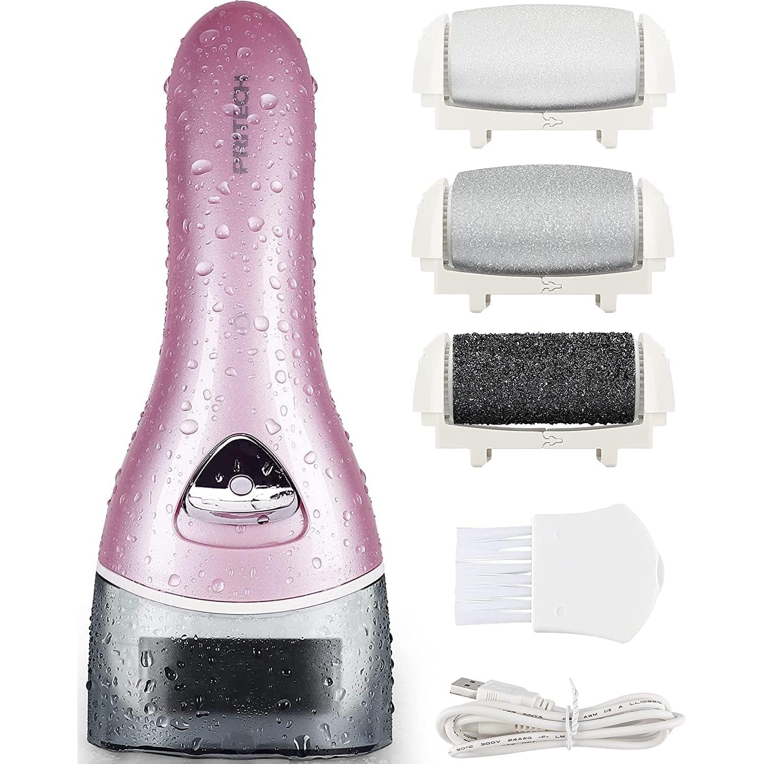 Electric Foot Callus Remover, Rechargeable Foot File for Dead Skin Care | Portable Electronic Pedicure Kit, Waterproof Hard Skin Scraper Tool with 3 Roller Heads for Cracked Heels & Home Spa